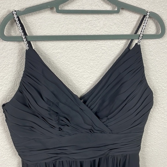 NWT Jenny Packham Chiffon Rhinestone Strap Short Bridesmaid Dress Black JP1024 - Picture 3 of 12